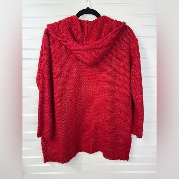 Christopher & Banks Petite,  size M, red hooded open cardigan sweater. - Picture 2 of 4